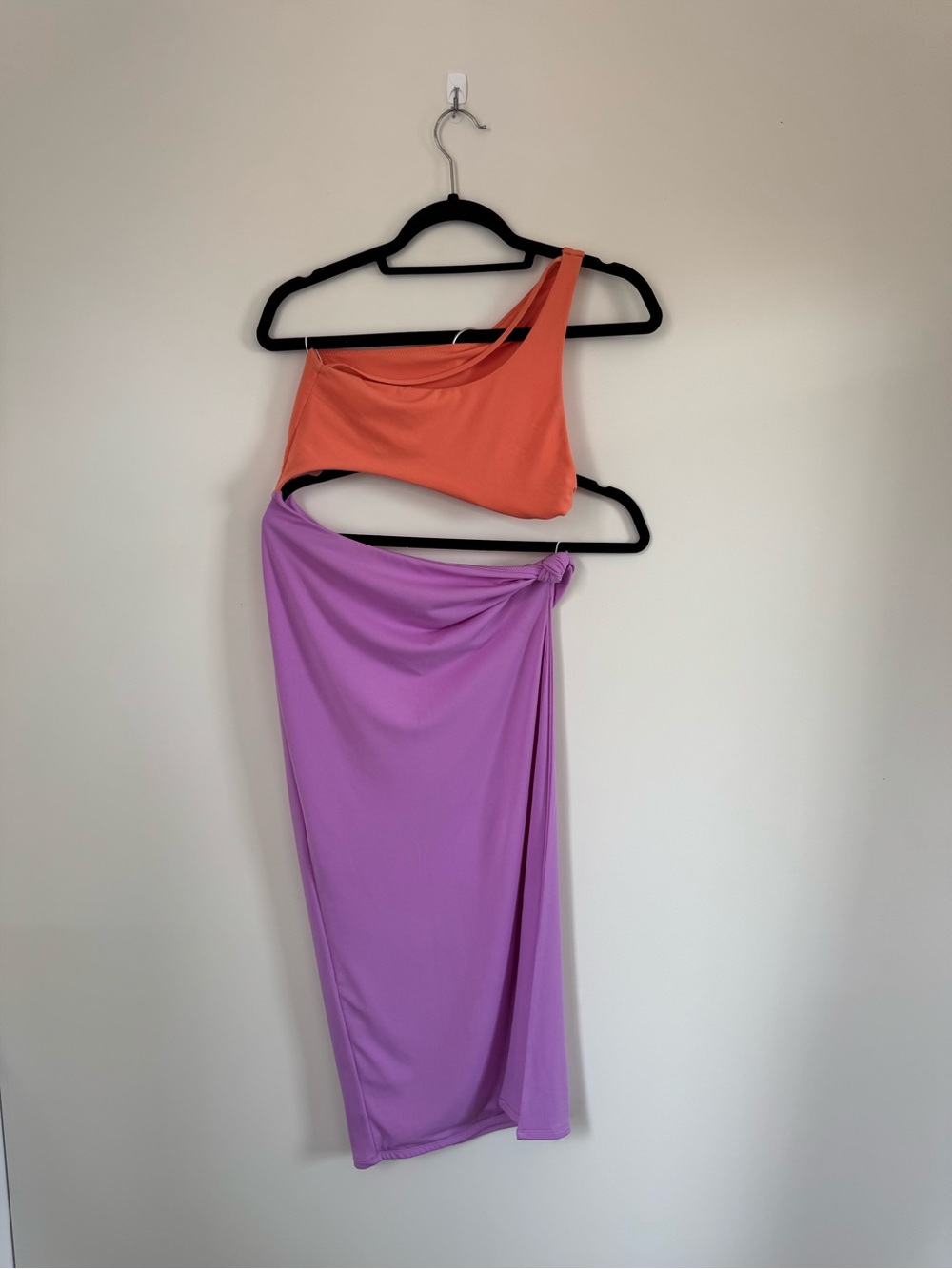 Revolve Bananhot Ariana Midi Dress Melon Orange Purple Slit Size XS - Picture 6 of 9